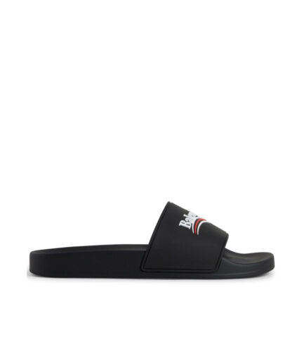 Balenciaga Political Campaign logo-embossed slides - black