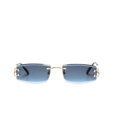 Cartier Eyewear rectangle-frame sunglasses - gold-tone/blue