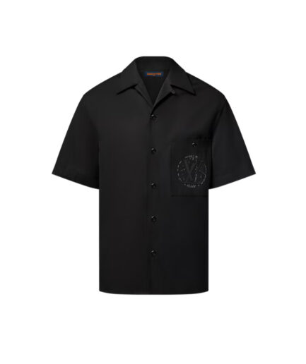Louis Vuitton Embroidered Short-Sleeved Cotton Shirt - black