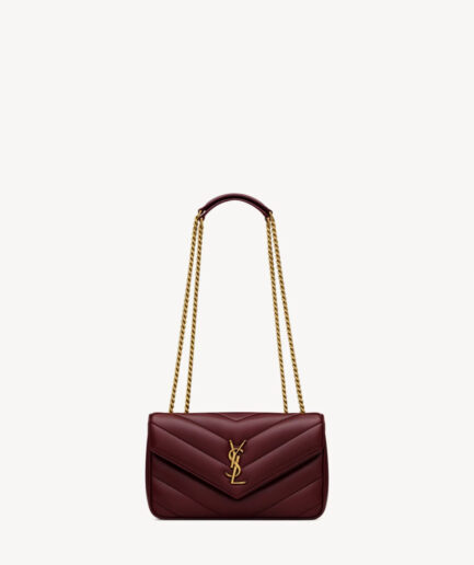 Saint Laurent Loulou Small in Matelassé Lambskin - rouge cabernet
