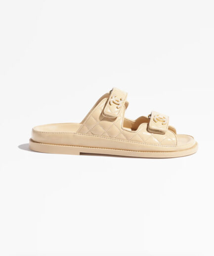 Chanel Leather Backless CC 'Dad' Sandals - beige