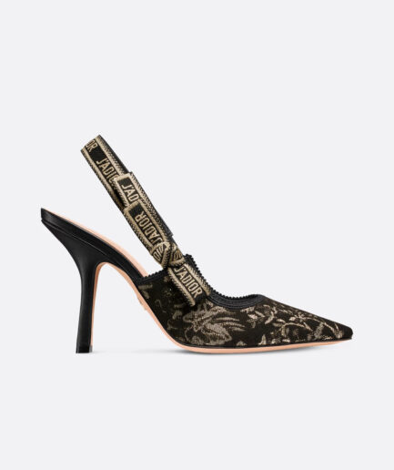 Dior J'Adior Slingback Pump - Black and Gold-Tone Millefiori Jacquard