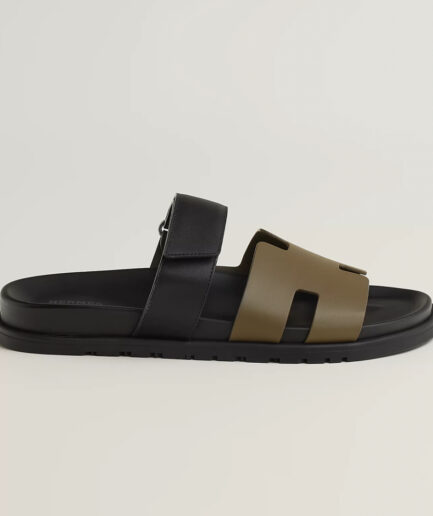 Hermès Chypre Sandal - vert toundra / noir