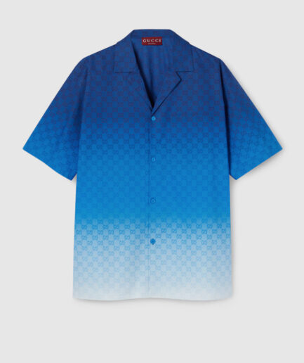 Gucci Printed Cotton Poplin Bowling Shirt - Gradient Blue