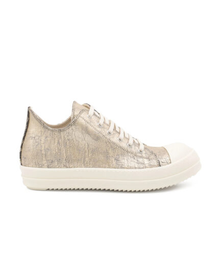 Rick Owens DRKSHDW Hollywood metallic-printed lace-up sneakers - gold / milk