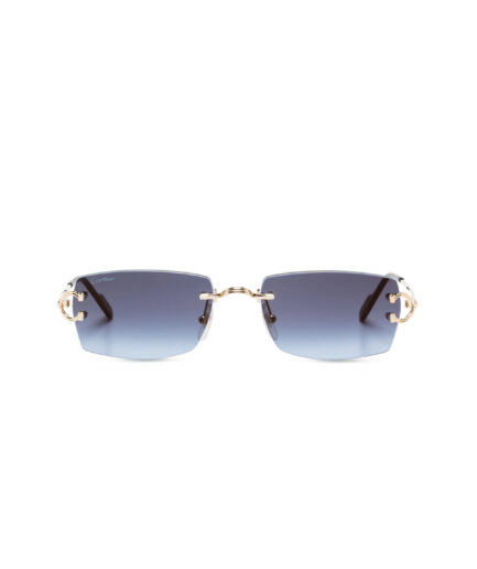 Cartier Eyewear rectangle-frame sunglasses - dark blue/gold