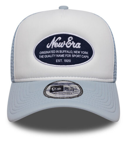 New Era Oval Foam Patch Pastel Blue 9FORTY A-frame Trucker Adjustable Cap