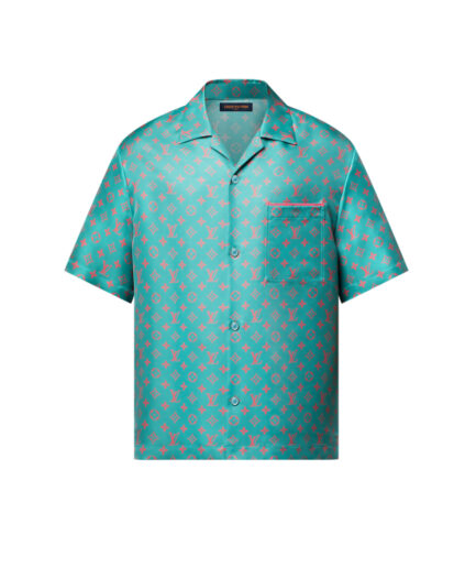 Louis Vuitton Monogram Short-Sleeved Silk Shirt - teal / orange