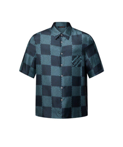 Louis Vuitton Damier Short-Sleeved Silk Shirt - blue haze