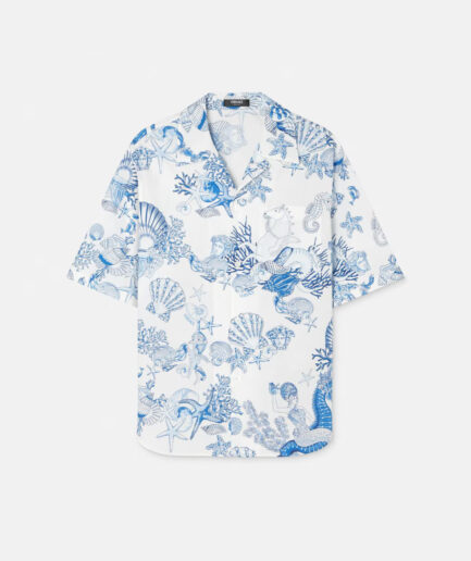 Versace Coral Theatre Cotton Shirt - white/blue