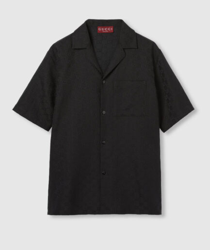 Gucci GG Canvas Linen Blend Bowling Shirt - black