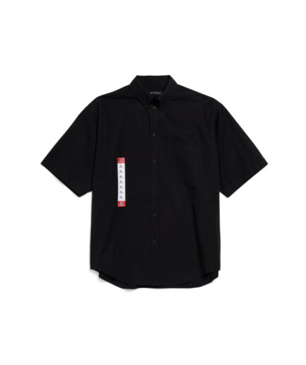 Balenciaga Workwear Short Sleeve Large Fit Shirt in Black