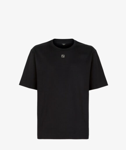 FENDI Metal FF Logo-plaque Cotton T-shirt - black