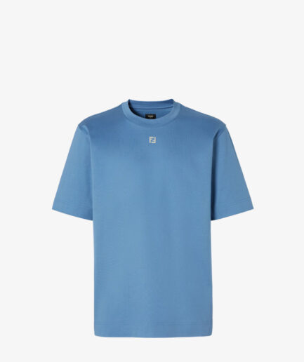 FENDI Metal FF Logo-plaque Cotton T-shirt - light blue