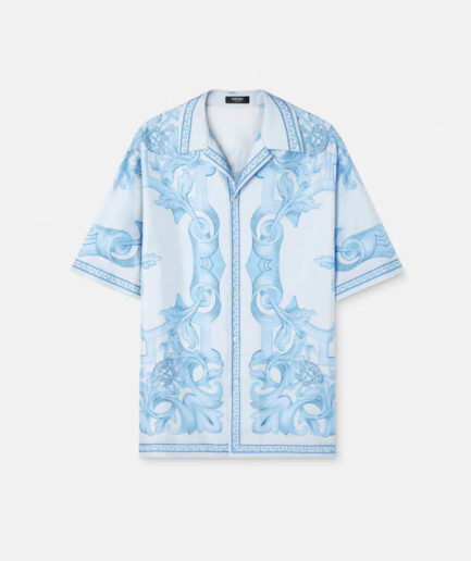 Versace Architectural Baroque SIlk Shirt - blue/white