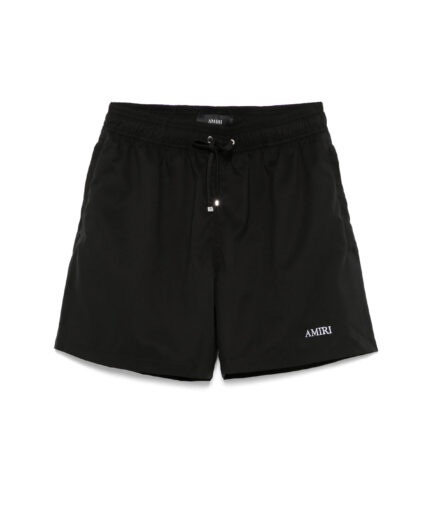 AMIRI Embroidered-logo Swim Shorts - black/white