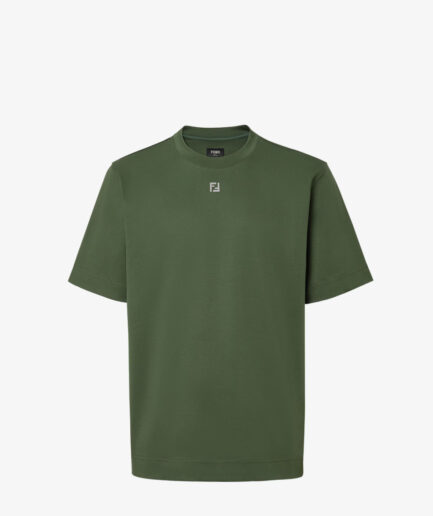 FENDI Metal FF Logo-plaque Cotton T-shirt - green