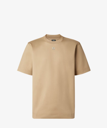 FENDI Metal FF Logo-plaque Cotton T-shirt - beige