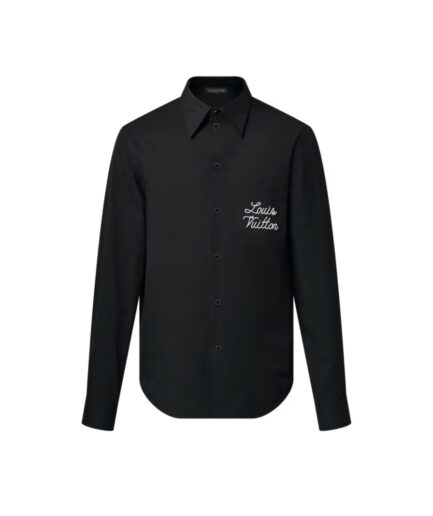 Louis Vuitton Pearl Embroidered Signature Long-Sleeved Shirt - black