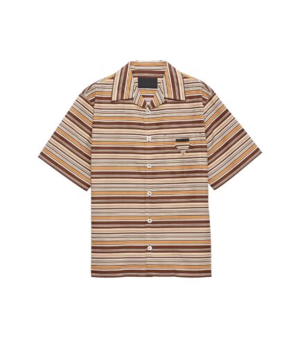 Prada Striped cotton and silk bowling shirt - brown