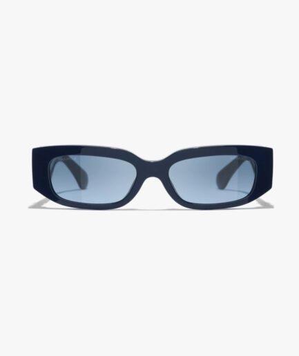 Chanel Oval Sunglasses - dark blue / grey