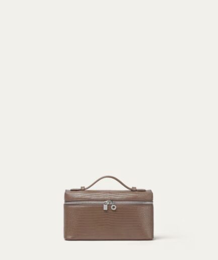 Loro Piana Extra Pocket L19 in Monitor Lizard Leather - Caribou/Antique Silver