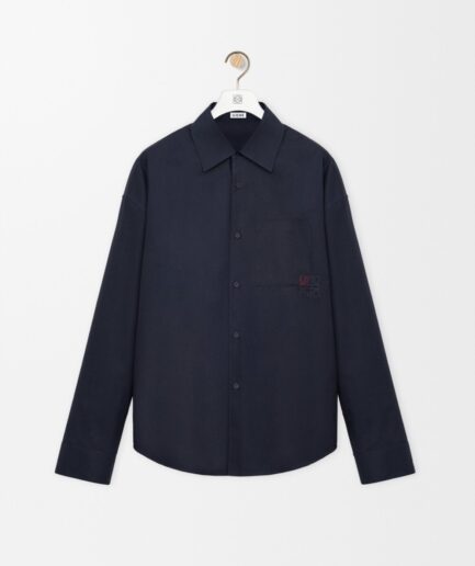 Loewe Cotton Long-sleeve Shirt- Navy Blue