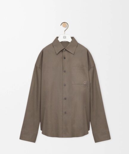 Loewe Cotton Long-sleeve Shirt- Khaki Brown