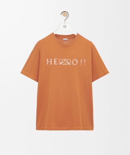 Loewe Hello Relaxed Fit in Cotton T-shirt- Orange