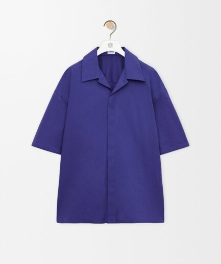 Loewe Anagram Short-Sleeve Shirt- Indigo Blue