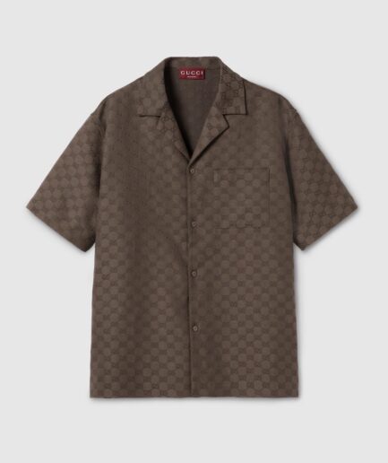 Gucci GG Canvas Bowling Shirt- Brown