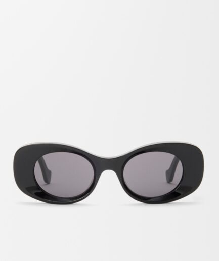 Loewe Beveled Oval Anagram Sunglasses- Black