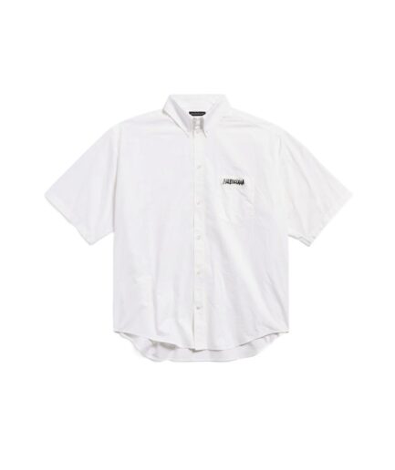 Balenciaga Masking Tape Short-Sleeve Shirt- White