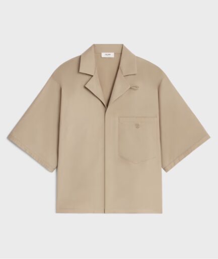 Celine Scout Shirt in Light Cotton Gabardine- Beige