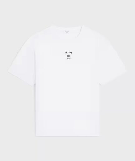 Celine Paris Triomphe Embroidery Tshirt- White