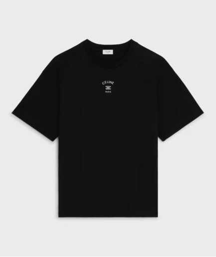 Celine Paris Triomphe Embroidery Tshirt- Black