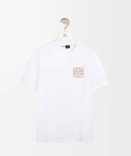 Loewe Relaxed Fit in Cotton T-shirt- White/Brown