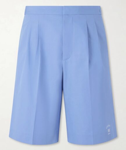 Celine Straight Leg Cotton Shorts- Blue