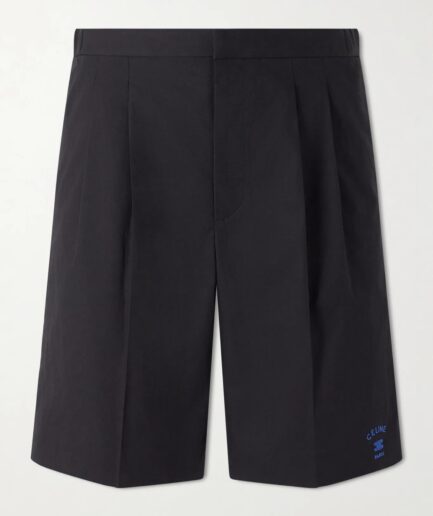 Celine Straight Leg Cotton Shorts- Black