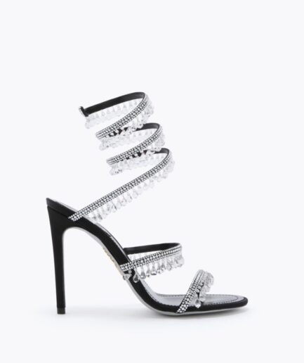René Caovilla Chandelier Black & Silver Sandal 105