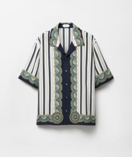 Versace Crepe De Chine Silk- White/Blue