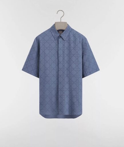 Dior Cannage Short-Sleeved Shirt- Navy Blue