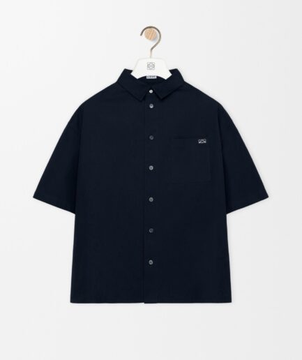 Loewe Cotton Short-sleeve Shirt- Navy Blue