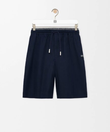 Loewe Drawstring Cotton Shorts- Navy Blue