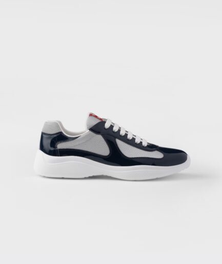 Prada America’s Cup Patent Leather and Technical Fabric Sneakers – Royal Blue/Silver