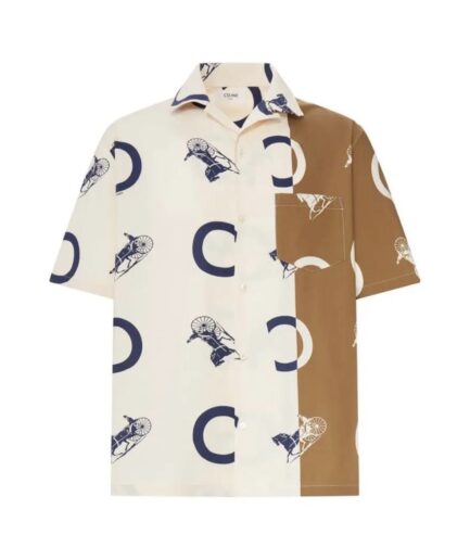 Celine Carriage Logo Shirt- Beige/Brown