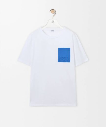 Loewe Relaxed Fit in Cotton T-shirt- White/Blue